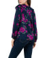 ფოტო #2 პროდუქტის Women's Print Satin Like Top with Ruffle Shoulder Detail