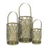 Lantern Candleholder Golden Metal 13 x 13 x 23 cm (3 Units)