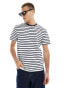 Фото #1 товара ONLY & SONS regular fit seersucker t-shirt in white and black stripe