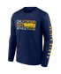 Men's Navy Cal Bears Broad Jump 2-Hit Long Sleeve T-shirt 2XL - фото #3