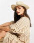 ASOS DESIGN straw fedora hat with black band in natural