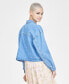 Juniors' Cropped Denim Collared Jacket