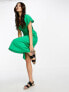 Фото #7 товара Vero Moda linen touch flutter sleeve midi dress in green