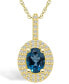 ფოტო #1 პროდუქტის London Blue Topaz (1-5/8 Ct. T.W.) and Diamond (1/2 Ct. T.W.) Halo Pendant Necklace in 14K Yellow Gold