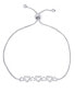 ფოტო #1 პროდუქტის Cubic Zirconia Multible Hearts Adjustable Bolo Bracelet in Silver Plate