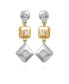 Two-Tone Clear Glass Stone Drop Earrings