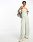 Фото #1 товара River Island linen bardot jumpsuit in light green