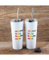 Double Wall 2 Pack of White 24 oz Straw Tumblers with Metallic "Rainbow is My Favorite Color" Decal