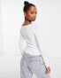 Фото #4 товара ASOS DESIGN Petite knitted top with sweetheart collar in white