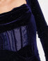 Фото #6 товара Lavish Alice glitter velvet corset detail mini dress in navy