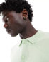 ASOS DESIGN midweight knitted cotton button through polo in green