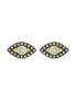 Cubic Zirconia with Black Rhodium Evil Eye Stud Earrings, 18K Gold over Silver