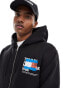 Tommy Jeans graffiti regular zip through hoodie in black