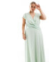 Фото #2 товара TFNC Plus Bridesmaid wrap front maxi dress in fresh mint