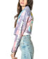 Фото #3 товара Women's Rugrats Tie-Dye Frayed Crop Denim Jacket