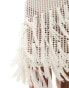 In The Style crochet one sleeve fringe detail mini dress in cream