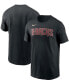 Фото #2 товара Men's Black Arizona Diamondbacks Team Wordmark T-shirt