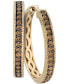 ფოტო #1 პროდუქტის Chocolate Diamond Beaded Small Hoop Earrings (5/8 ct. t.w.) in 14k Gold