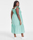 ფოტო #4 პროდუქტის Plus Size Woven Solid Smocked Ruffled Midi Dress, Created for Macy's