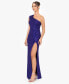 Juniors' Rosette Sequined One-Shoulder Gown