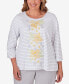Фото #1 товара Plus Size Charleston Striped Embroidered Top