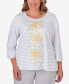 ფოტო #1 პროდუქტის Plus Size Charleston Striped Embroidered Top