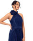 Women's Mock Neck Pleated Halter Gown