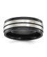 ფოტო #1 პროდუქტის Stainless Steel Brushed Polished Black IP-plated 8mm Band Ring