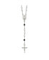 Фото #1 товара Diamond2Deal sterling Silver Black Crystal Bead Rosary Pendant Necklace 24"