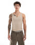 ASOS DESIGN muscle fit variated rib vest in beige