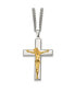 ფოტო #1 პროდუქტის Polished Yellow IP-plated Crucifix Pendant Curb Chain Necklace