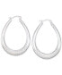 ფოტო #1 პროდუქტის Large Patterned Teardrop Shape Hoop Earrings in 14K White Gold Over Sterling Silver