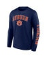 Фото #3 товара Men's Navy Distressed Auburn Tigers Arch Over Logo Long Sleeve T-shirt