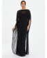 Women's Embelleshed Mesh Evening Dress With Detachable Cape