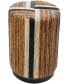18" Banana Leaf Handmade Linear Wrapped with Cream and Black Stripes Accent Table