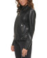 Faux-Leather Latch Collar Lined Moto Racer Jacket