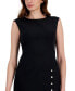 ფოტო #4 პროდუქტის Women's Round-Neck Sleeves Rivet-Trim Dress