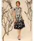 ფოტო #2 პროდუქტის Women's Printed Ruffle-Neck Midi Dress