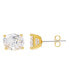 Фото #2 товара Cubic Zirconia Oval Stud Earrings in 14K Gold Plated