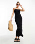 Фото #3 товара Threadbare Frankie strappy cami maxi dress with side split in black