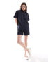 JDY oversized boxy pinstripe co-ord shirt in navy