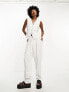 Фото #1 товара Only linen blend tailored trouser co-ord in white and black pinstripe