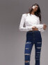 Topshop high rise Joni jeans with super-rips in black