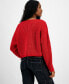 ფოტო #2 პროდუქტის Juniors' Cable-Knit Long-Sleeve Sweater