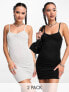 Фото #2 товара Daisy Street 2 pack ruched bust cami mini dress in grey and black