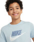 Футболка для детей Nike Big Kids' Cotton T-Shirt Lt Armory Blue/ashen Slate/white, L - фото #3