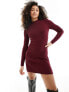 Hollister mock neck knitted dress in burgandy