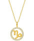 ფოტო #2 პროდუქტის Cubic Zirconia Zodiac Halo 18" Pendant Necklace in 18k Gold-Plated Sterling Silver, Created for Macy's