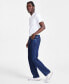 Фото #6 товара Men's Straight Fit Indigo Blue Jeans