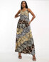 River Island Tall maxi slip dress in mixed animal print Розовый, 34 - фото #4